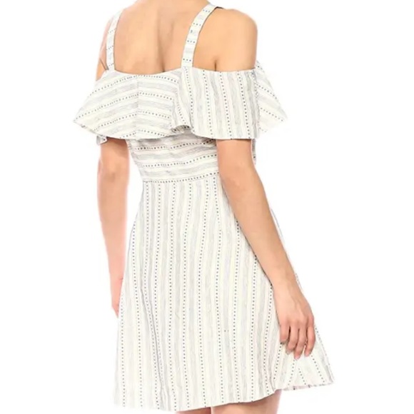 NWT J.O.A. Cold Shoulder Dress in Ivory & Blue | Revolve - Picture 4 of 12